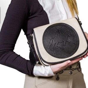 Tucker tweed equestrian Cream and Black Crossbody Bag